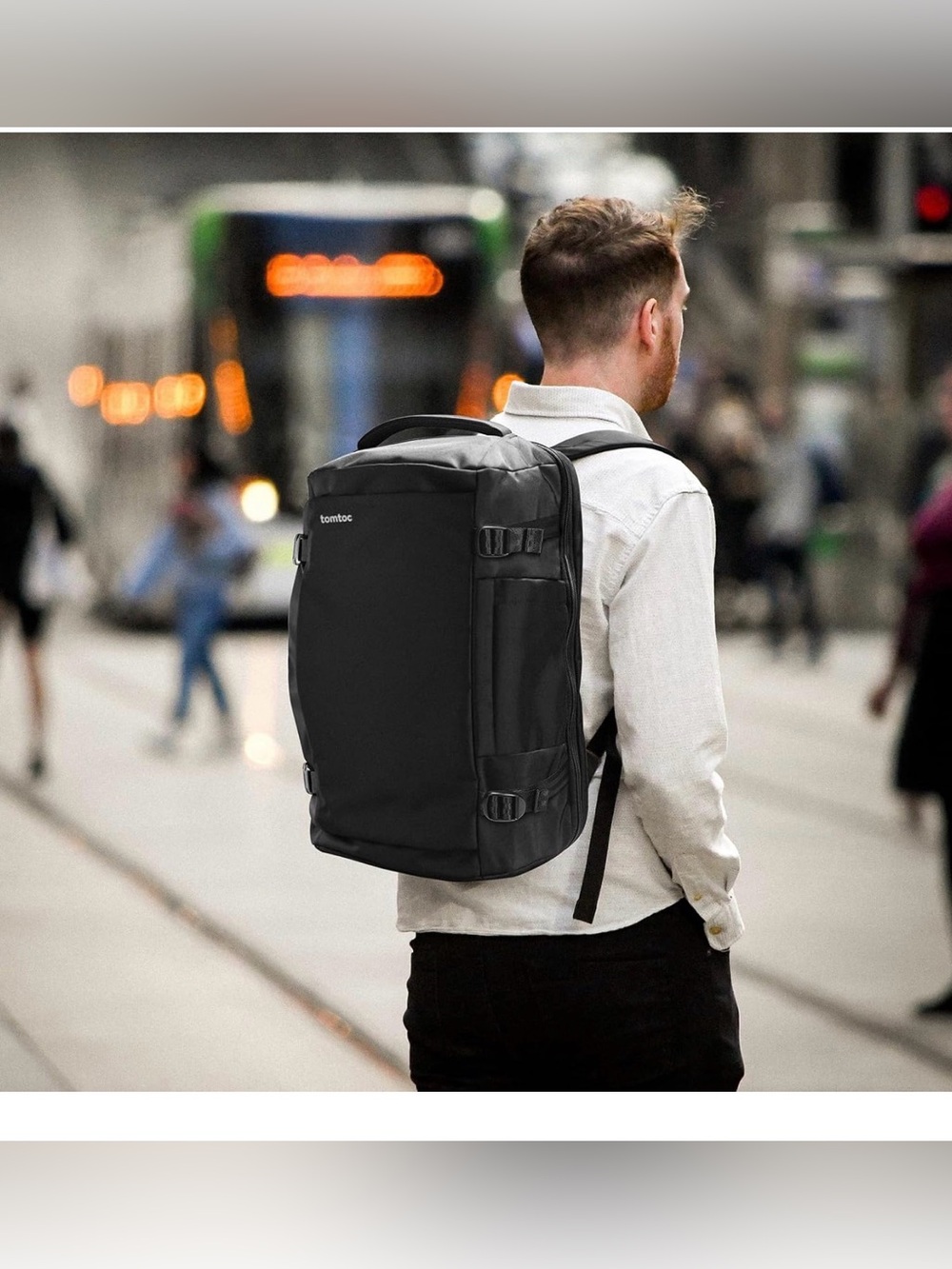 tomtoc Travel Backpack 40L, TSA Carry On Bag Flight Approved, Black - Picture 6 of 10